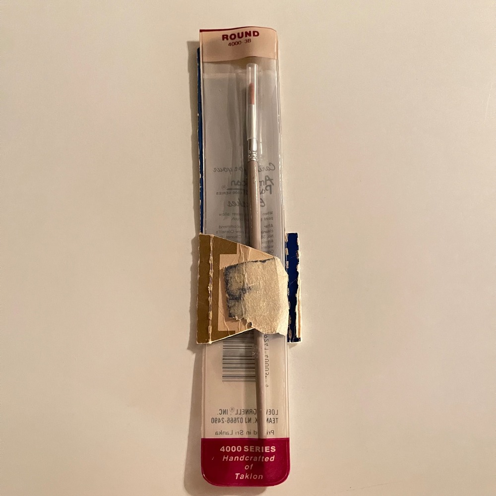 Vtg American painter Loew-Cornell Artist Paint Brush Series 4000 Size 3B round‎